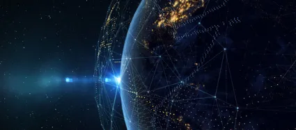 デジタルネットワークが張り巡らされた地球のイメージ