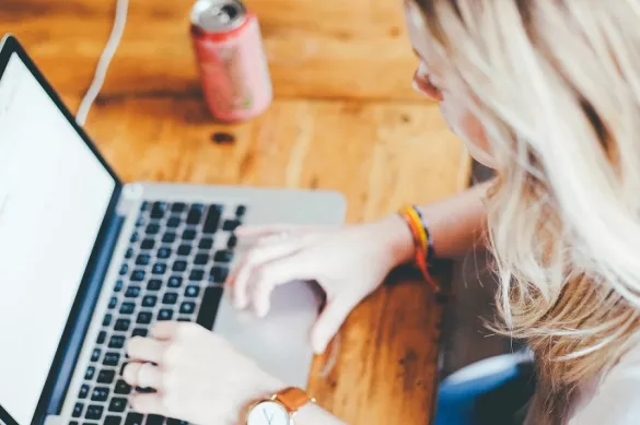 Woman watching webinar