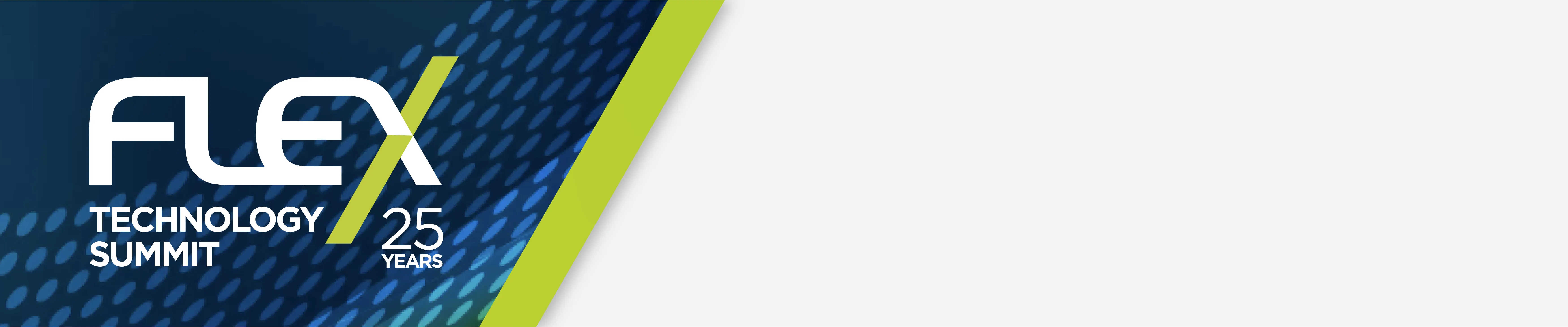 FLEX Technology Summit logo with blue and green accents.
